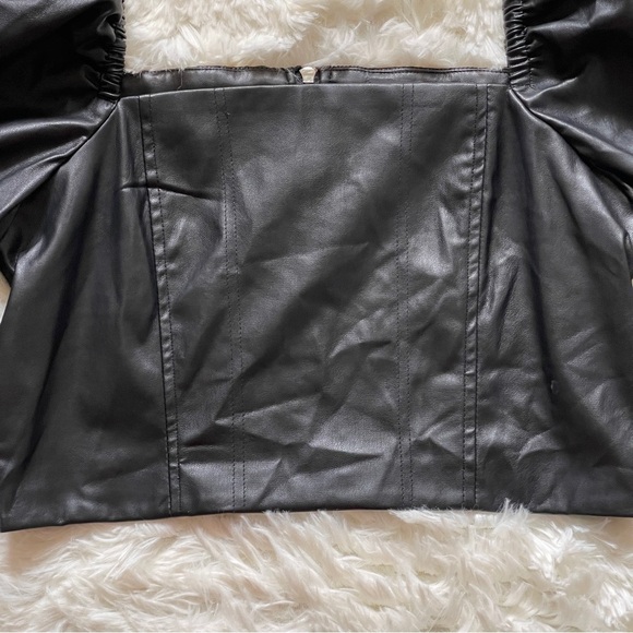 7 For All Mankind EdgyCore Faux Leather Crop Top Gothic Glamcore Party Medium - Picture 5 of 9